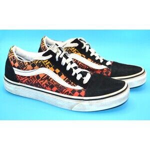 Vans Old Skool Off The Wall Print Shoes Men's Sz 5.5  Black/Orange Model 721356